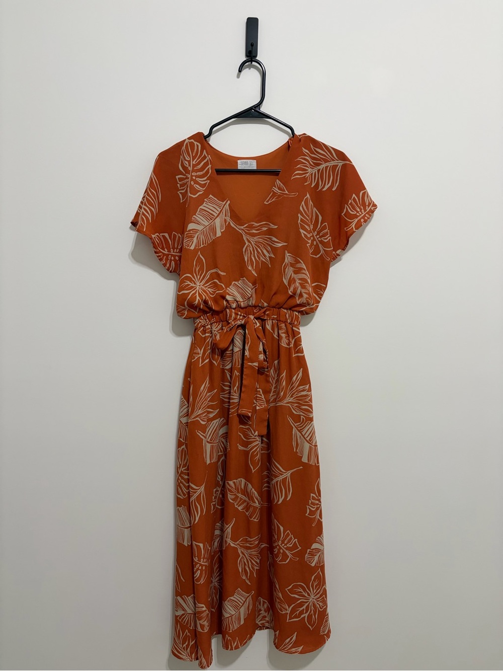 Sienna Sky Rust Floral Belted Midi Dress